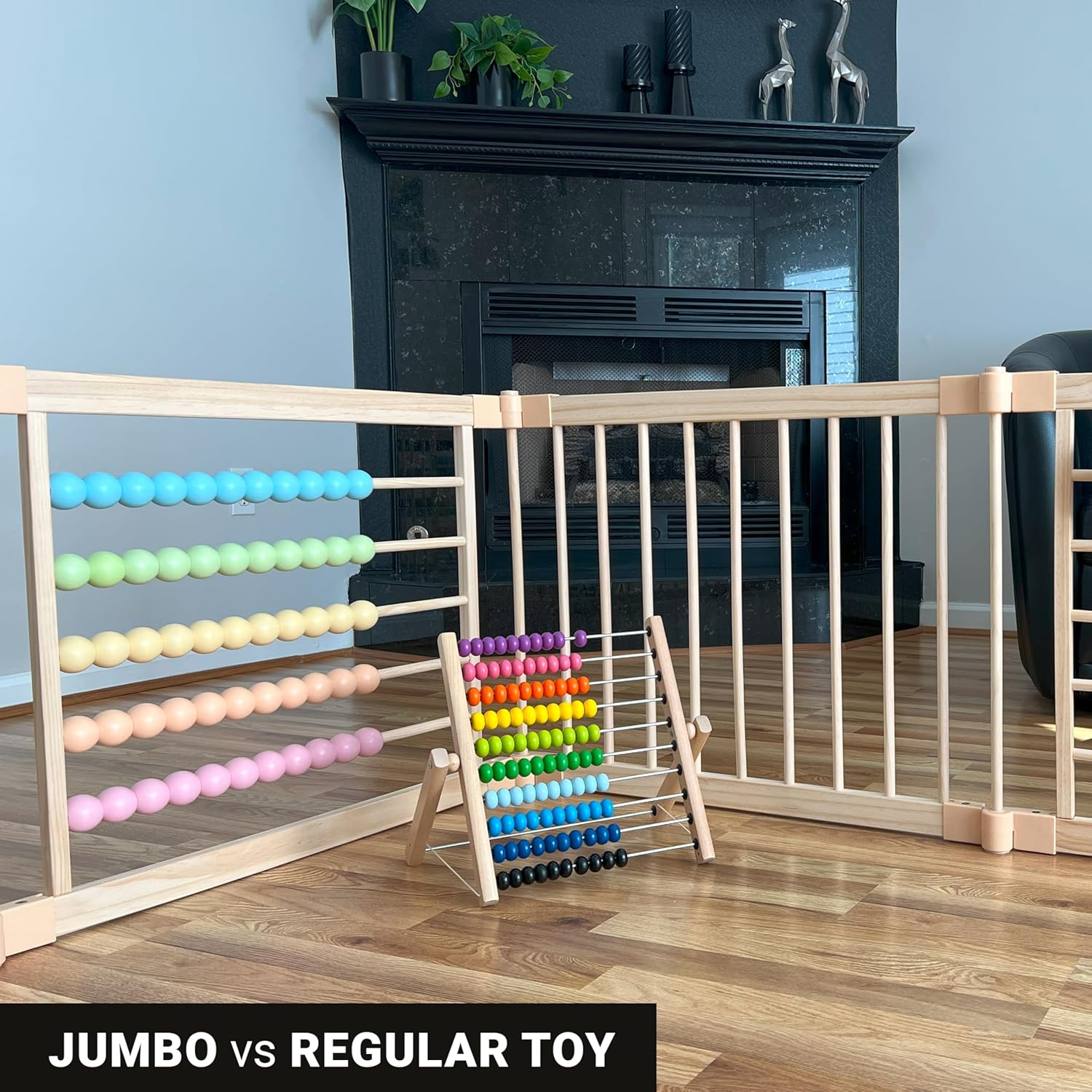 ZETY Wooden Playpen Extra Large for Toddlers and Babies - Under The Sea Theme Toy Design - (8/10) Wood Panels - Foldable and Adjustable Baby Pen - Extra Large Baby Pen (8-Panels) - Image 9